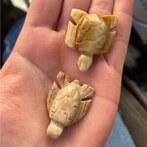 2 Handcrafted Stone Turtle Figurines from Mexico